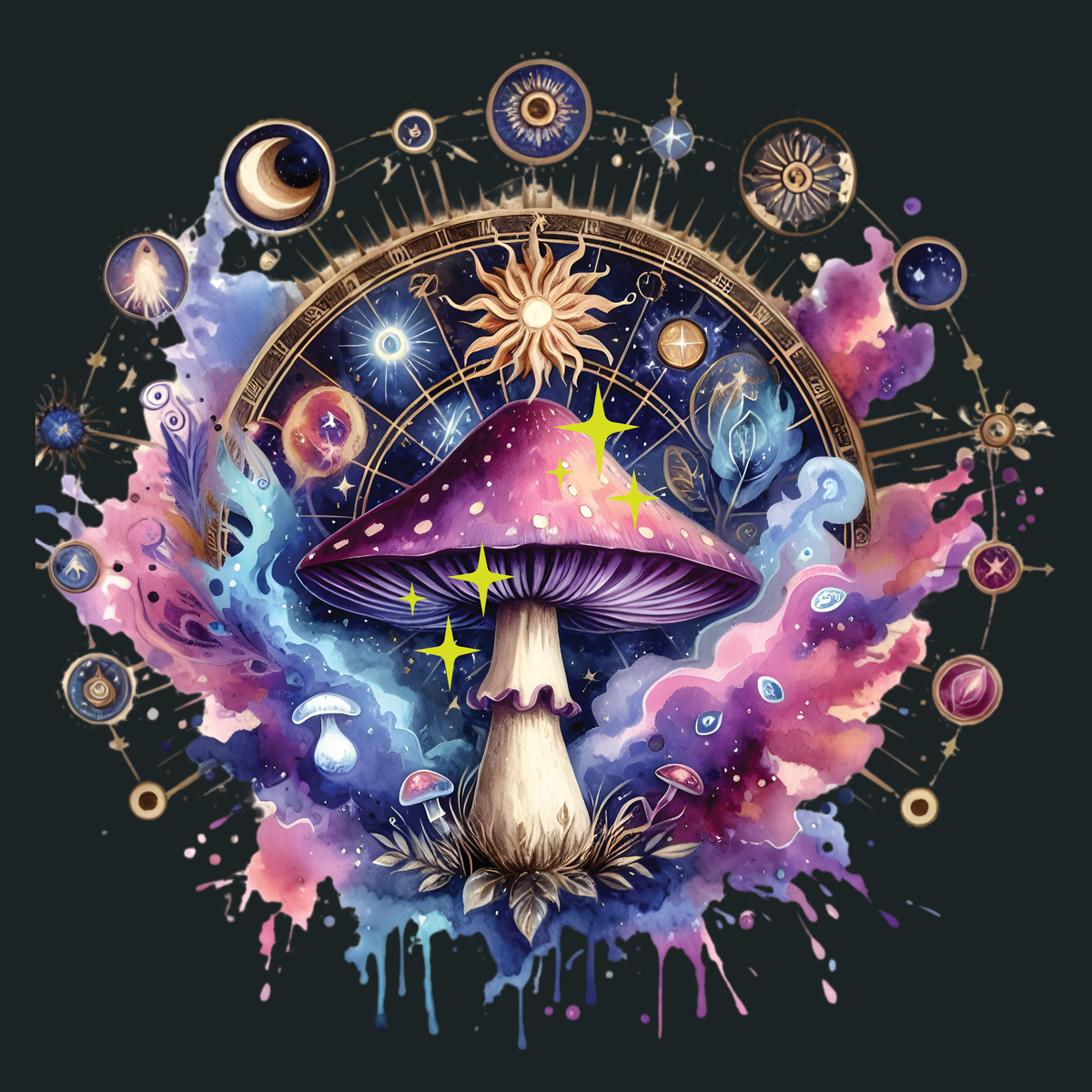 Magic Mushrooms Compass T-Shirt