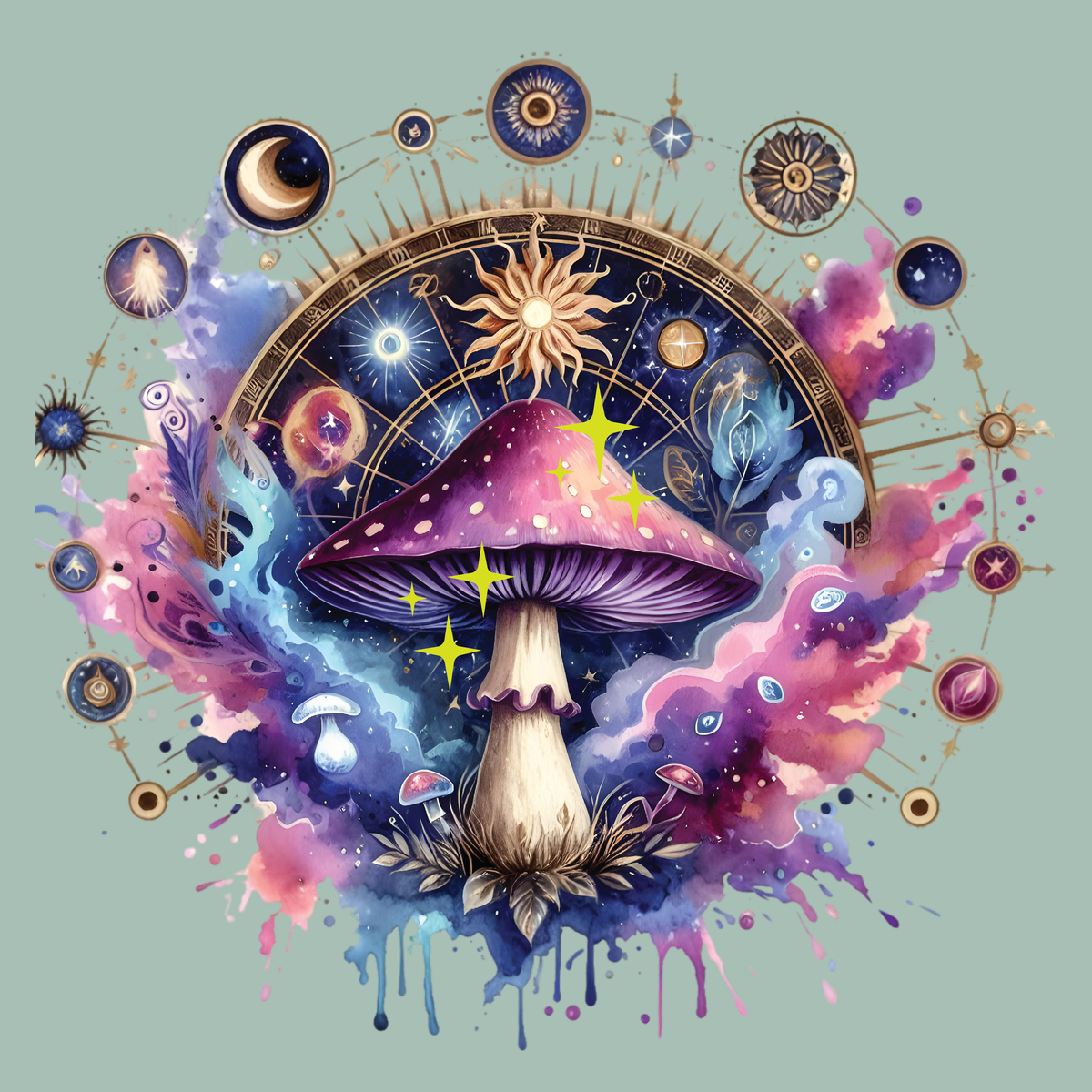 Magic Mushrooms Compass T-Shirt